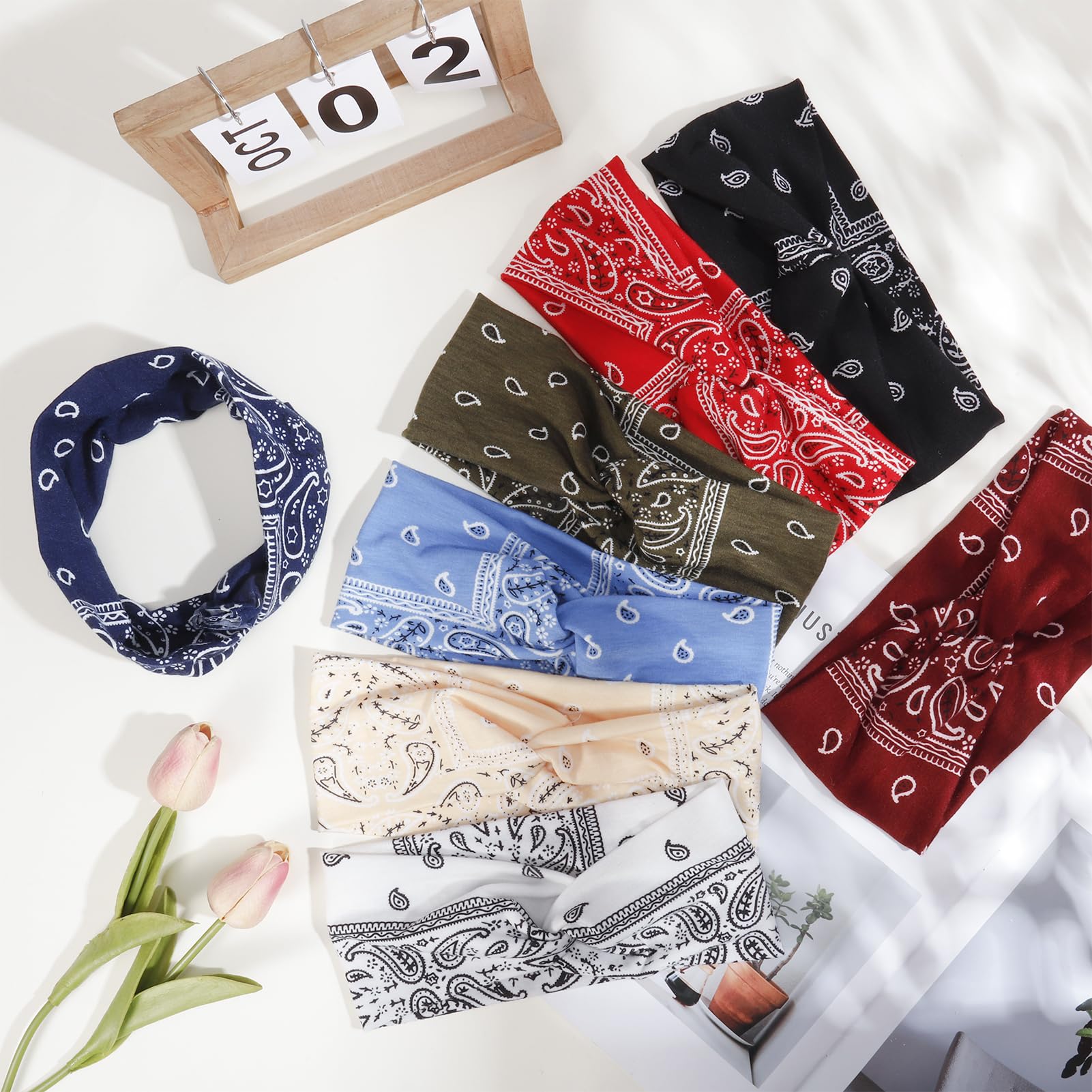 4 Fasce Per Capelli Large Con Stampa Farfalla E Floreale – Elasticizzate, Nodo, Turbante, Per Donne E Ragazze, Accessori Bohemien