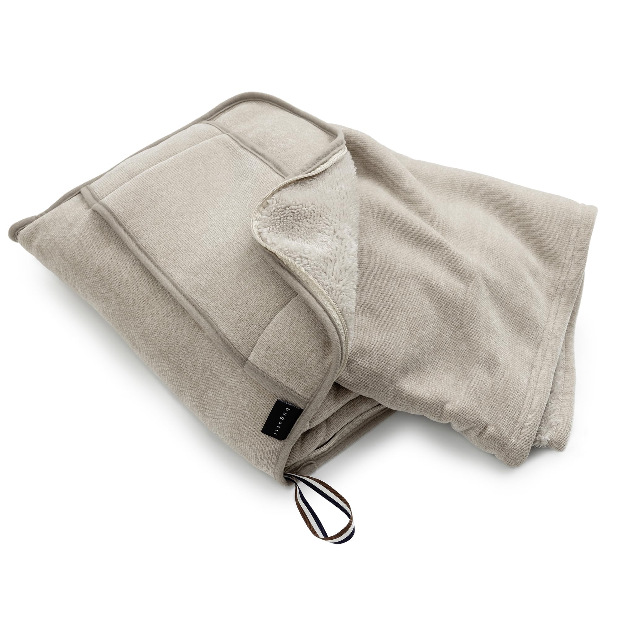 bugatti Coperta da viaggio, 130 x 150 cm, cuscino da viaggio con coperta, morbida e calda, coperta da aereo, beige