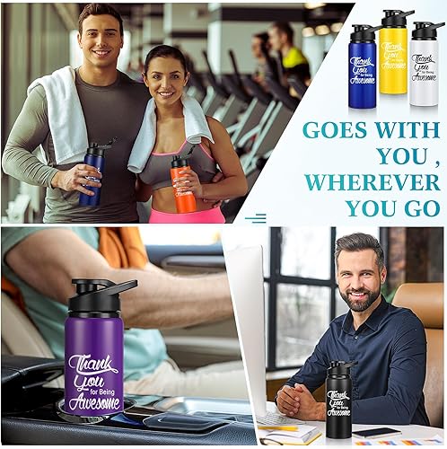 Miniatura 5 de Tanlade Paquete de 24 botellas de agua de aluminio de Navidad de 20 onzas, con texto en inglés "Thank You for Being Awesome Thank You for Being