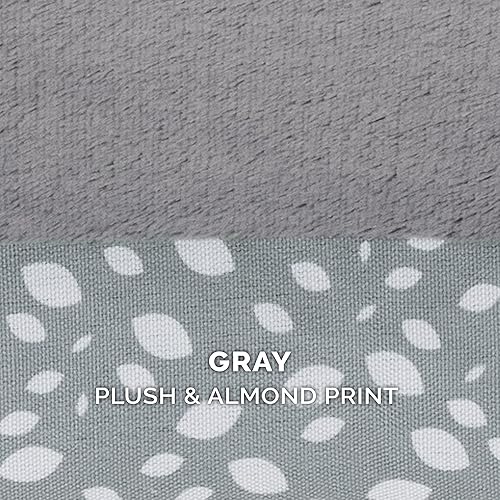 Miniatura 4 de Furhaven - Funda de repuesto para cama de perro, en forma de L, con estampado de felpa y almendras grises, talla jumbo plus (XXL)