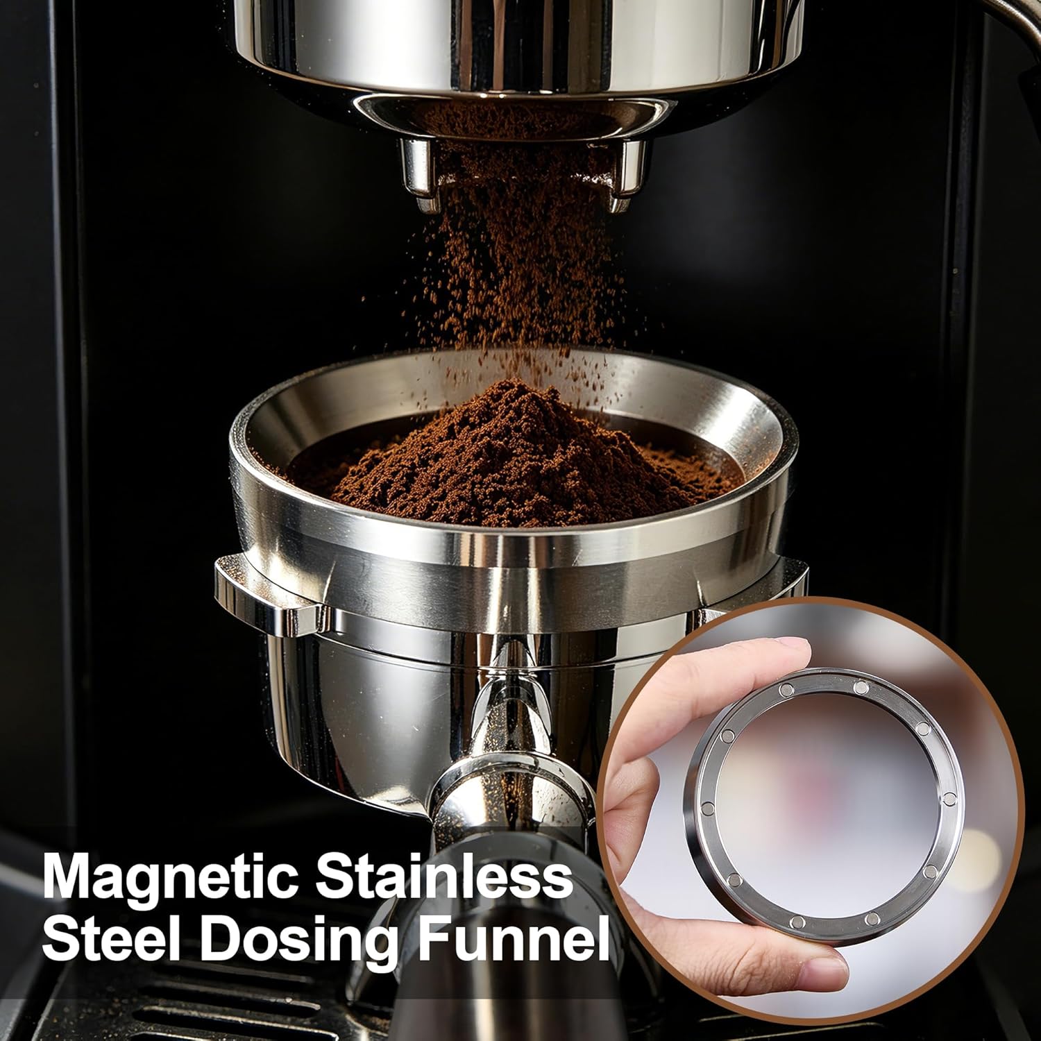 Reoszeank 51mm Espresso Accessories Kit, 30lb Spring Loaded Calibrated Tamper, Aluminum WDT Tool and Stainless Steel Dosing Funnel Set Fits Delonghi CASABREWS and atatix 51 mm Espresso Coffee Machines