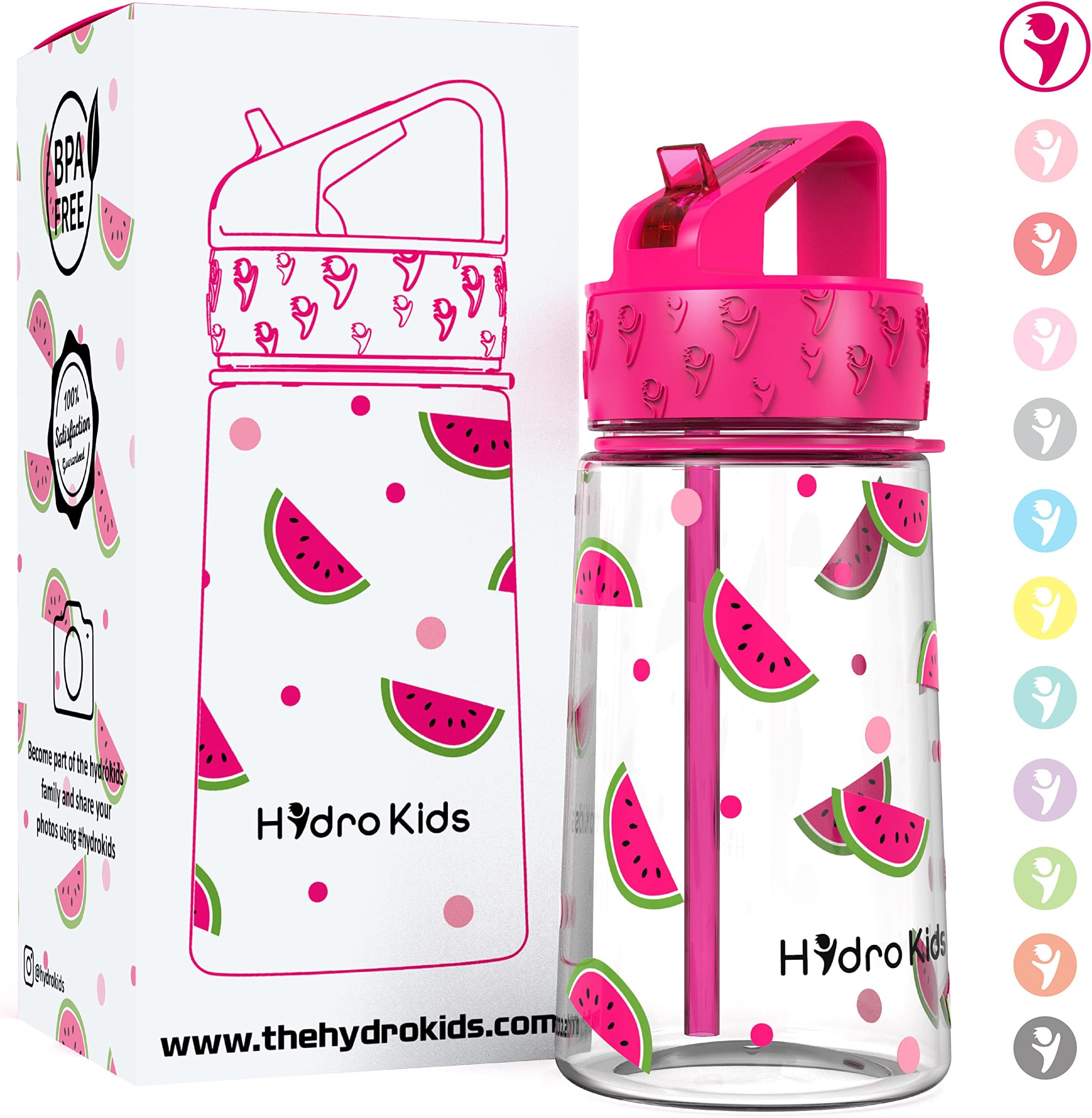 Water Bottle with Straw – 400ml BPA Free Kids Water Bottles for School Travel Sports – Leakproof Childrens Drink Bottle for Girls Boys Childs