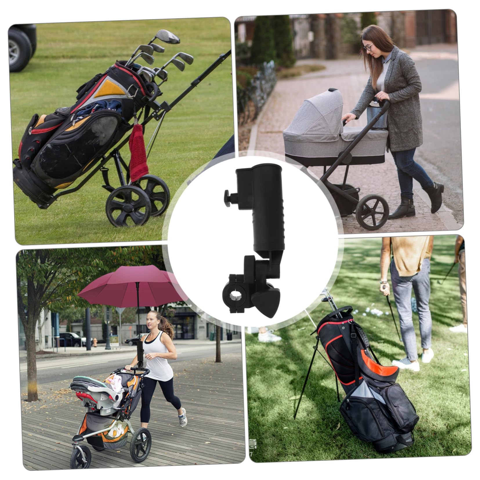 VANZACK Regenschirmhalter für Golf Universeller Schirmclip Stabile Fußklemme Geeignet für Kinderwagen Campingstuhl Leicht und Tragbar