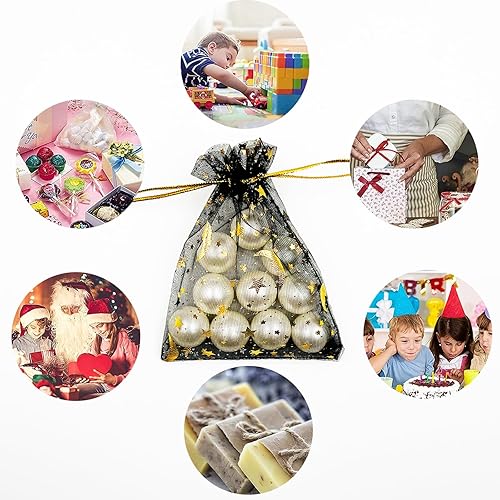 Miniatura 6 de NCYDMTL 200 bolsas de regalo de organza con estrella y luna, bolsas de regalo de boda con cordón, bolsas de joyería para fiestas, festivales, bolsas
