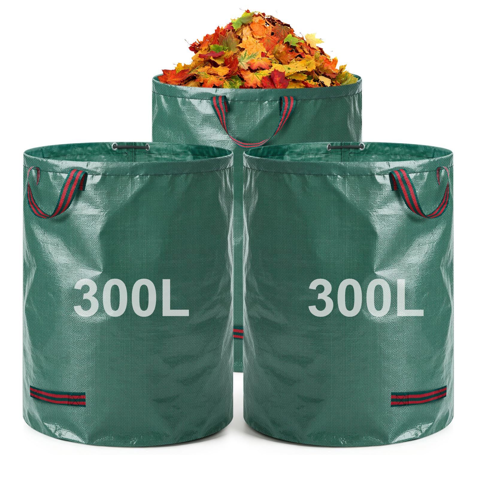 3PCS 600L Large Garden Waste Bags with,Premium Heavy Duty Yard Bin Bags
