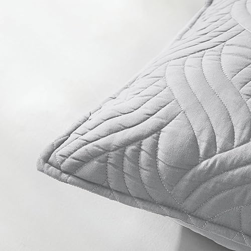 Miniatura 8 de Whale Flotilla Juego de ropa de cama tamaño Queen, edredón suave gris claro, tamaño Queen Matrimonial con 2 fundas de almohada, colcha ligera con