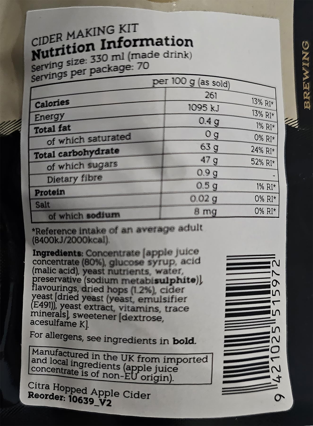 Sidro di mele luppolato a secco della serie Craft - 2,4 kg