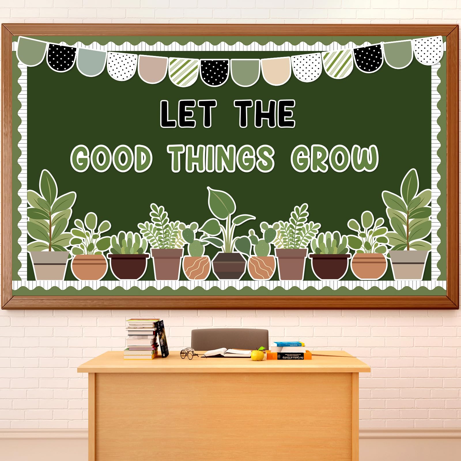 ZOiiWA Spring Potted Plant Bulletin Board Set Spring Greenery Classroom Bulletin