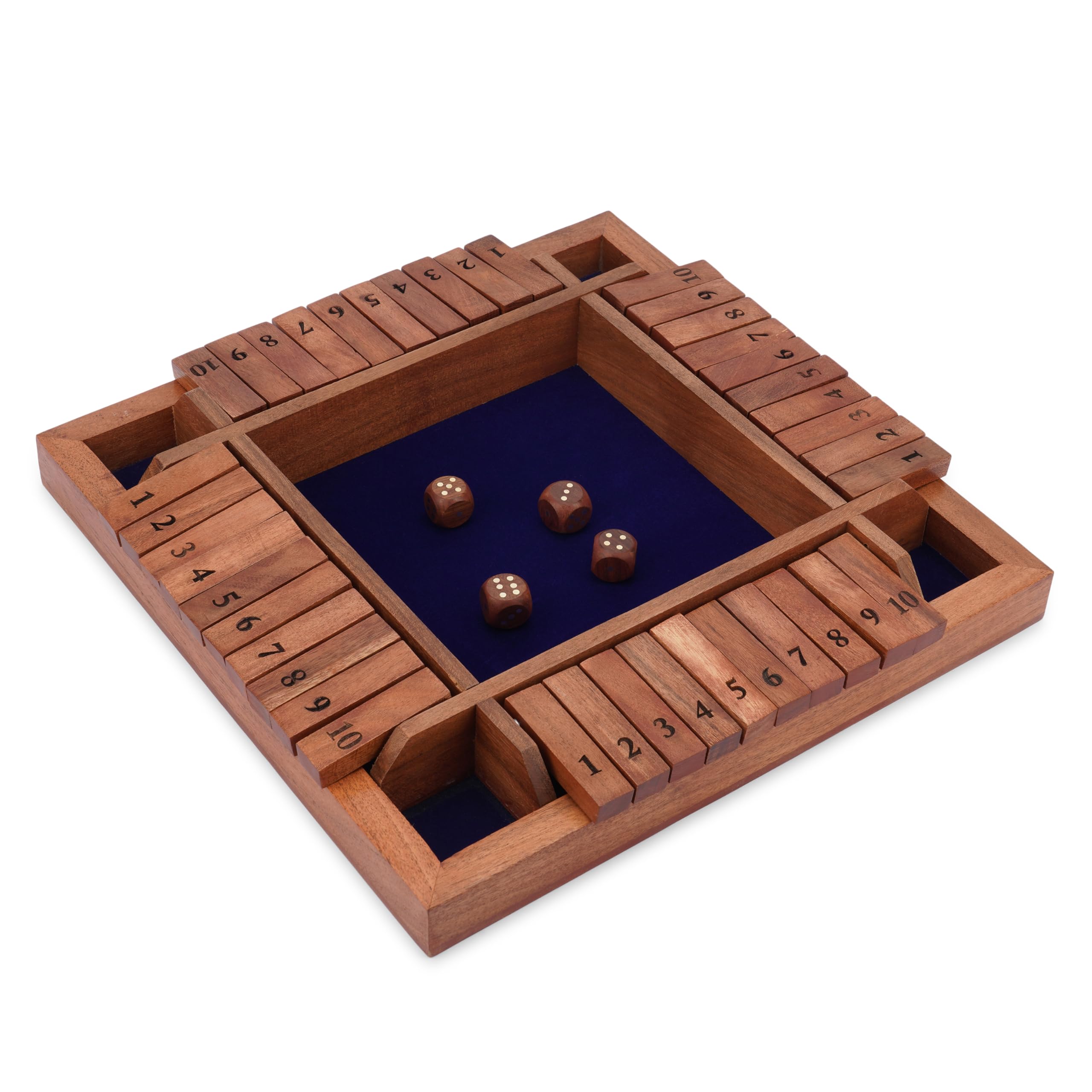 Ajuny Jeu de Société en Bois Shut The Box – 10 Tuiles Numérotées Plateau Naturel Massif pour Enfants et Adultes Jeux de Société Dés Bar – 12 Pouces