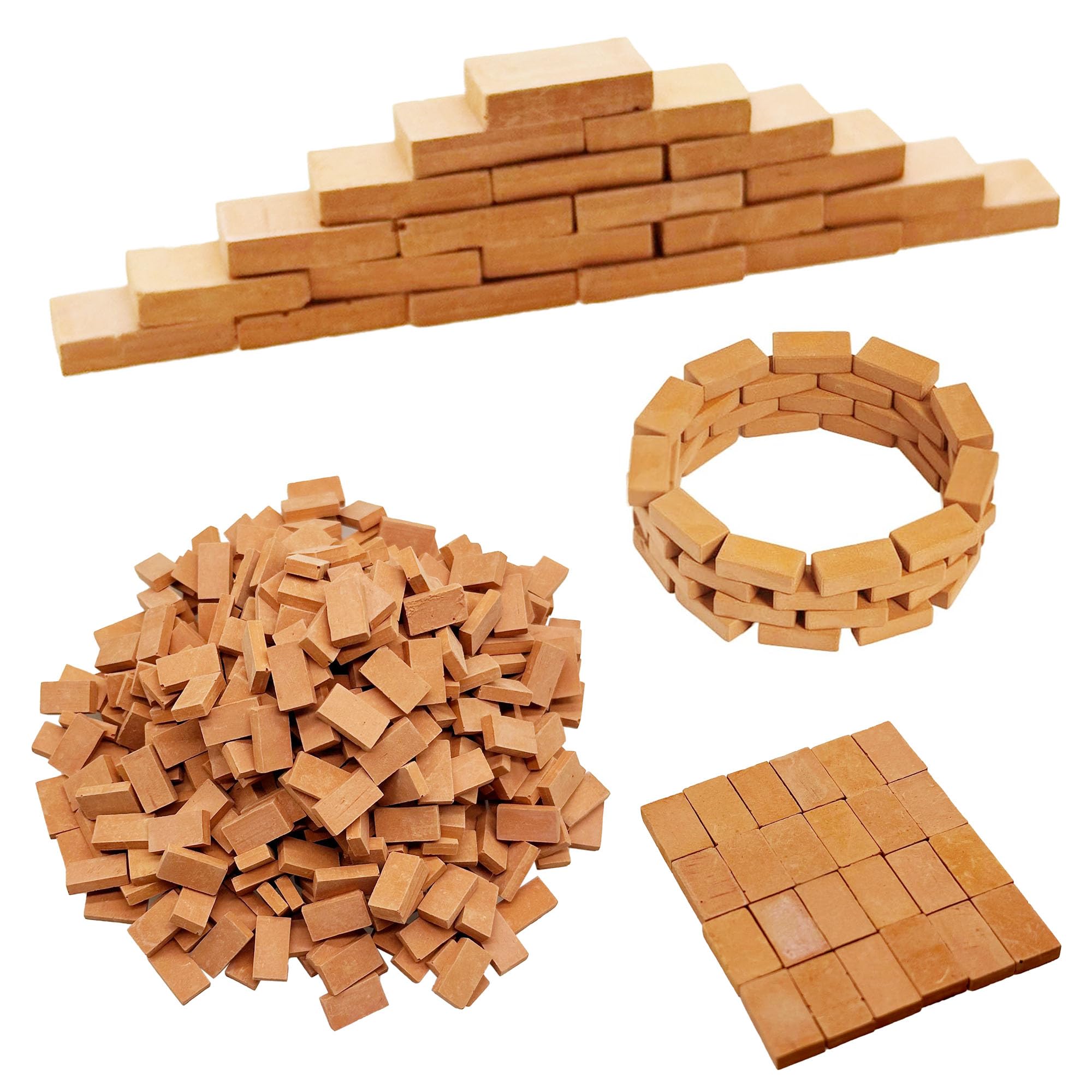 Attuslla 1:35 Scale Mini Bricks, Realistic Miniature Clay Bricks for Diorama, Garden Railway, Architecture Model Building Supplies, Red, 840 PCS