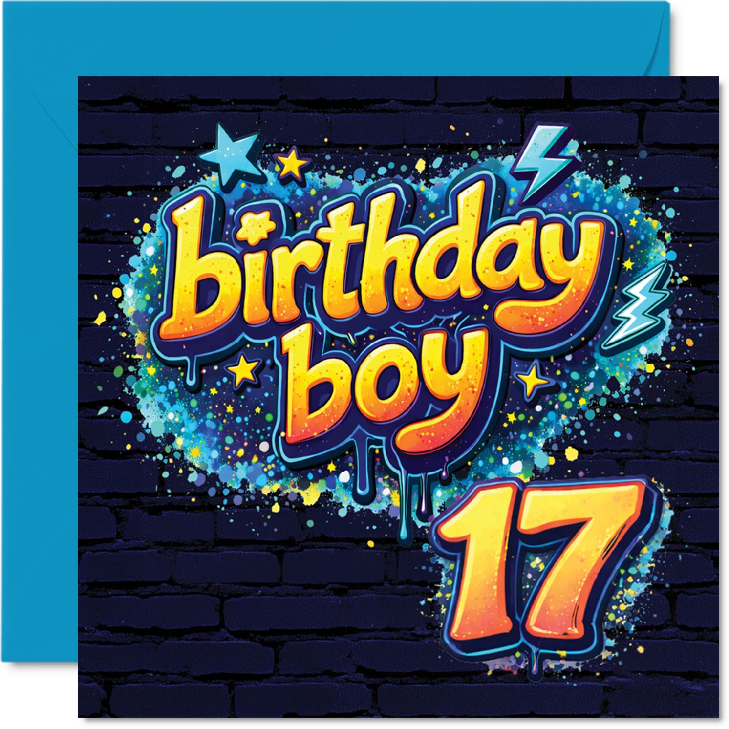 Playful 17th Birthday Card - Bring on Seventeen! - Bold, Vibrant Colours and Playful Typography for a Proper Birthday Celebration - 145mm Square, Envelope Included