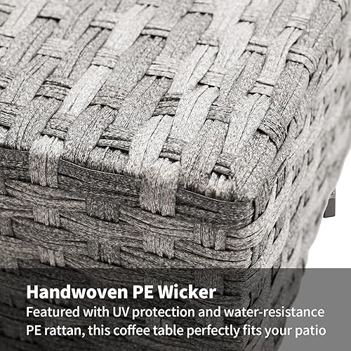 Miniatura 6 de Otomanas otomanas de mimbre para patio al aire libre, 2 piezas, otomana de ratán para todo tipo de clima, reposapiés cuadrado para exteriores con