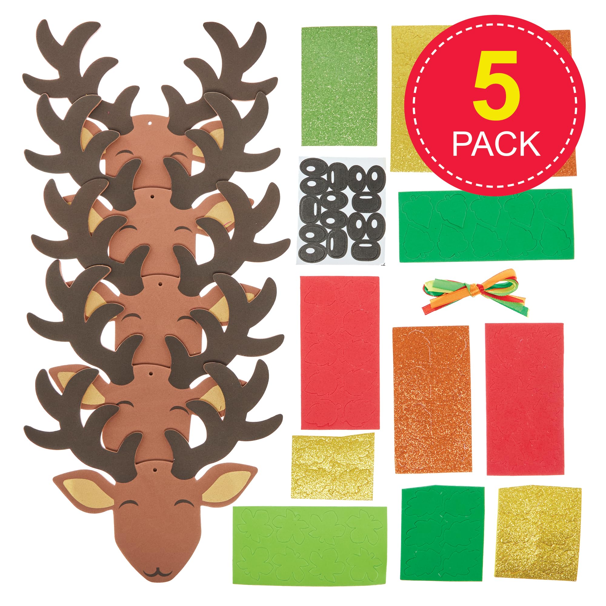 Baker Ross FN302 Leafy Deer Mix and Match Decoration Kits - Pack of 5, Autumn Arts and Crafts for Kids Autumn Decorations - Image 2