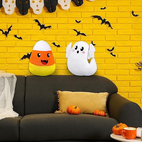 Miniatura 5 de Fovths Juego de 2 juguetes de peluche de Halloween suaves de peluche de fantasma, recuerdos de fiesta de Halloween para decoraciones de Halloween,