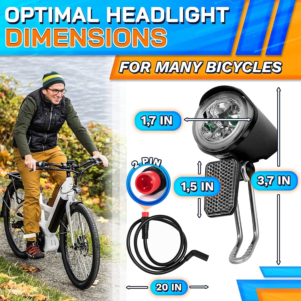 Amazon | 電動自転車用ヘッドライト - 2ピンコネクター 6-60V