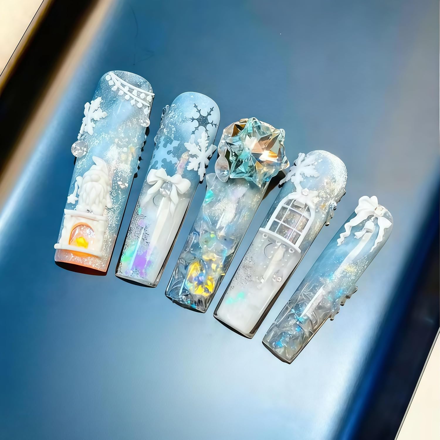 3D Snowflake Gel Nail Art Mold Arts Resin Snow Molds for Accessories Supplies Snowy Silicone Tools Winter Nails Style