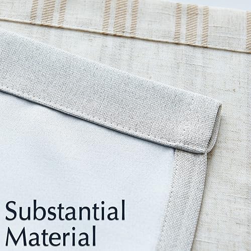 Miniatura 9 de jinchan Cenefa de lino a rayas, cenefa opaca de doble capa para ventanas de 18 pulgadas, estampado a rayas, tratamiento rústico de ventana para