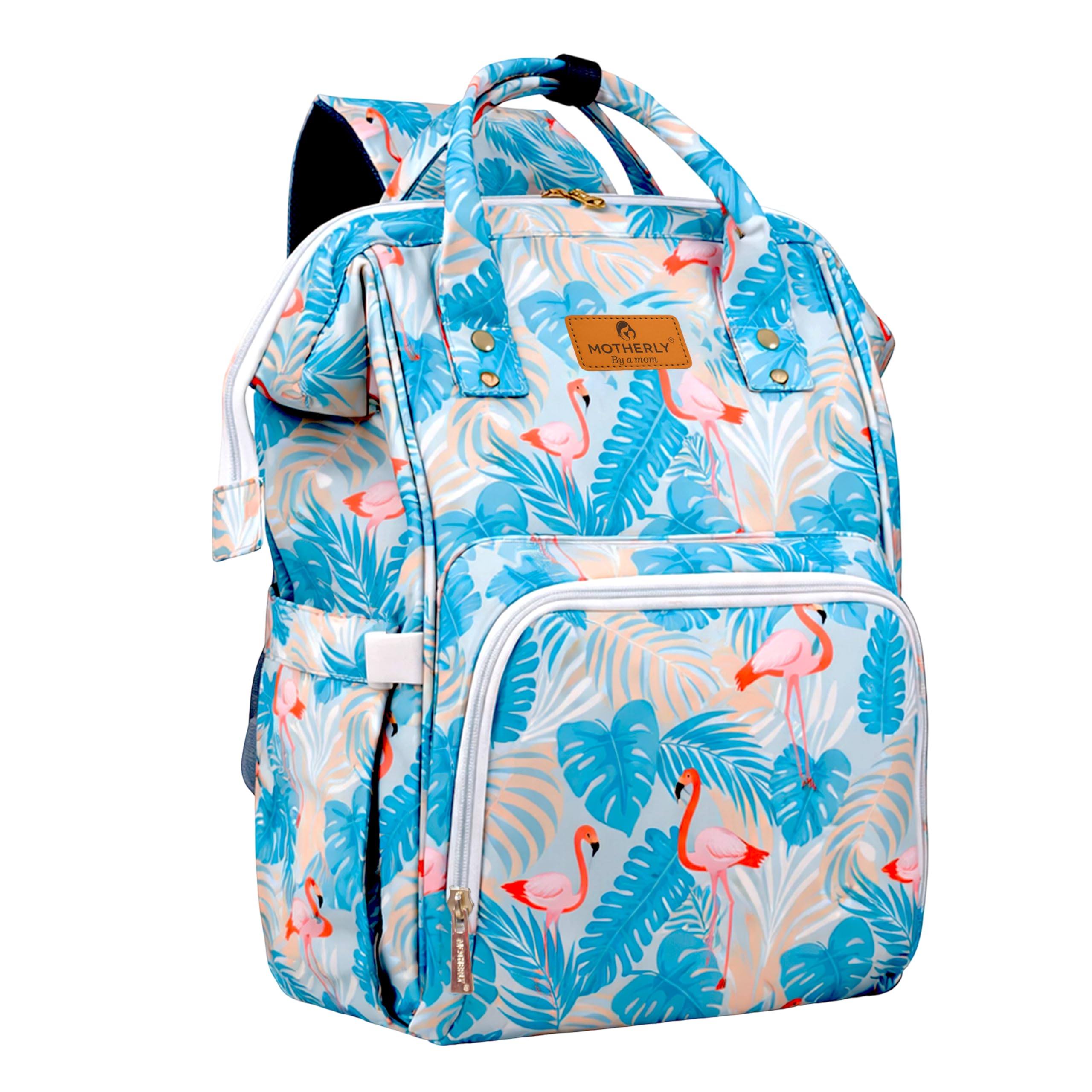 Motherly Elegant 24L Diaper Bag for Mothers for Travel, Maternity Bag for Newborn Baby, Mothers Travelling Bag, Multipocket Water Resistant Baby Bag, Hospital Bag for Moms with Warranty (Flamingo)