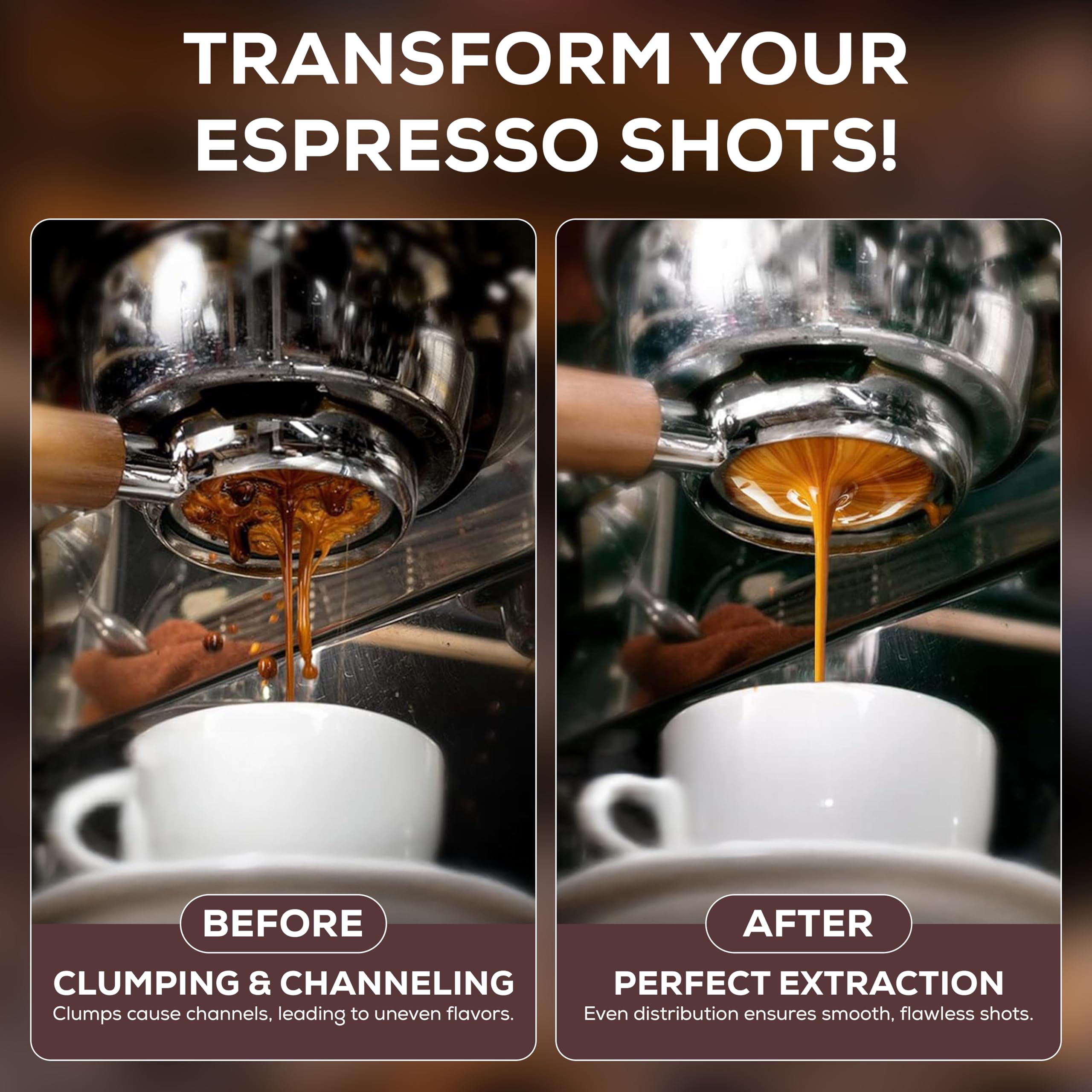 WDT Tool Espresso Distribution Tool Espresso Stirrer for Barrista, 0.35mm 8 Prong Stainless Steel Needles, Magnetic Stand,8 Replacement Needles (black).