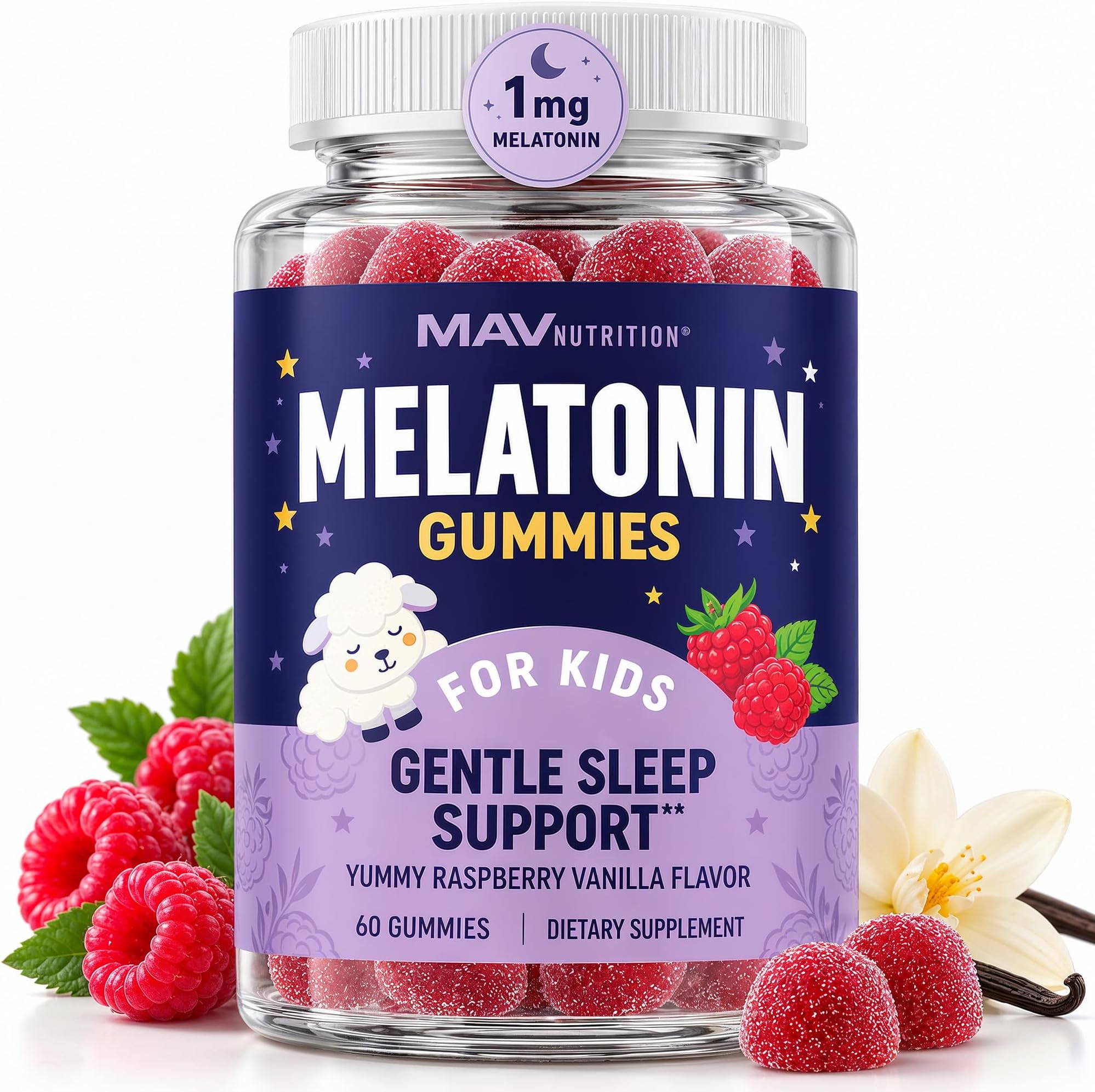 Kids Melatonin Gummies, Gentle Sleep Support, Melatonin 1 mg + Herbal Blend