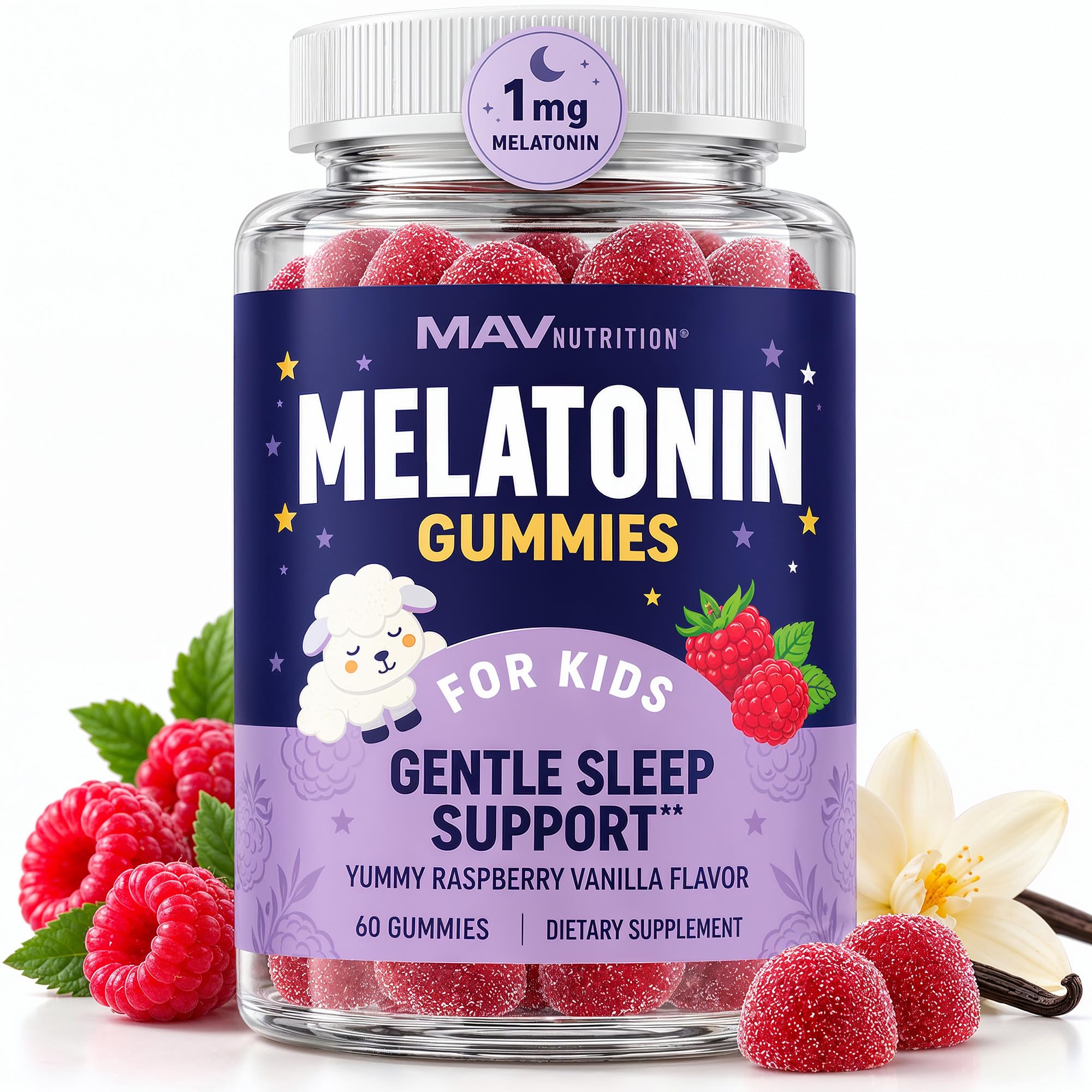 Kids Melatonin Gummies, Gentle Sleep Support, Melatonin 1 mg + Herbal Blend