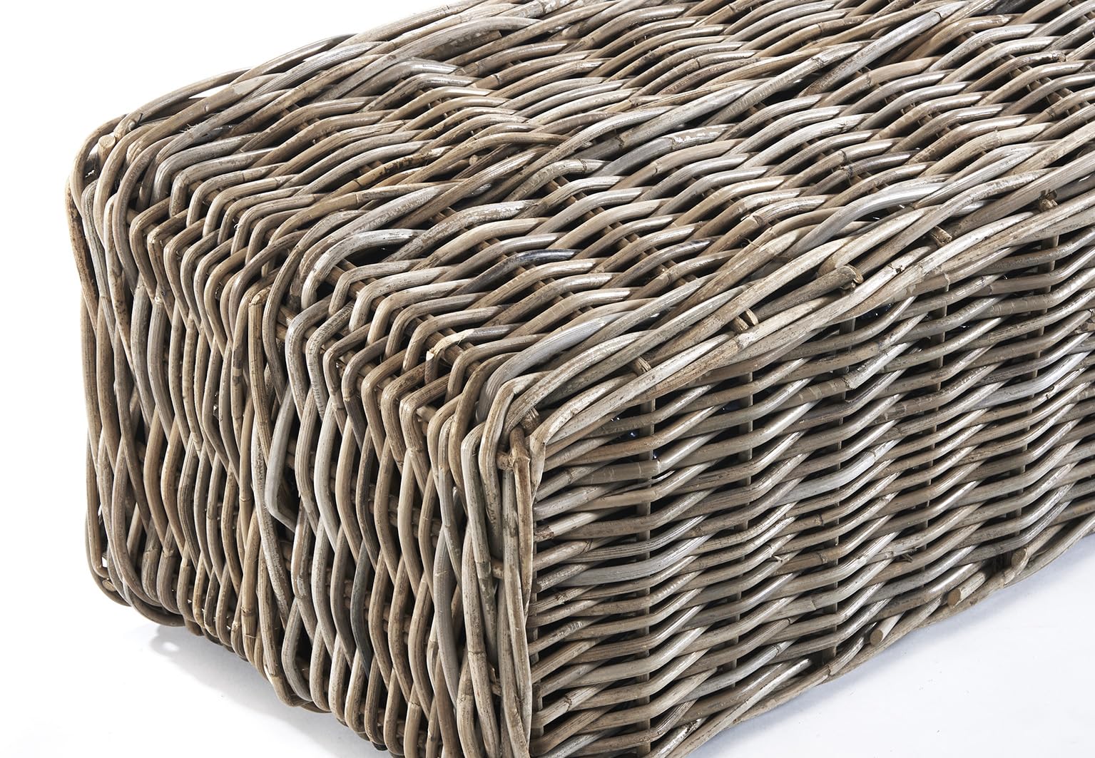 Kobolo Blumenbank Lauro eckiger Pflanzkorb aus Rattan 62x29x29 cm Grau