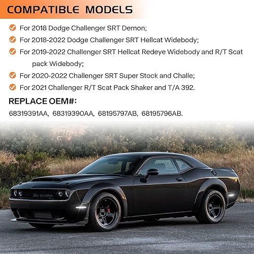 Miniatura 5 de Luces LED blancas de marcador lateral para Dodge Challenger SRT Hellcat Redeye Widebody 2018 2019 2020 2021 2022, lámpara de estacionamiento para