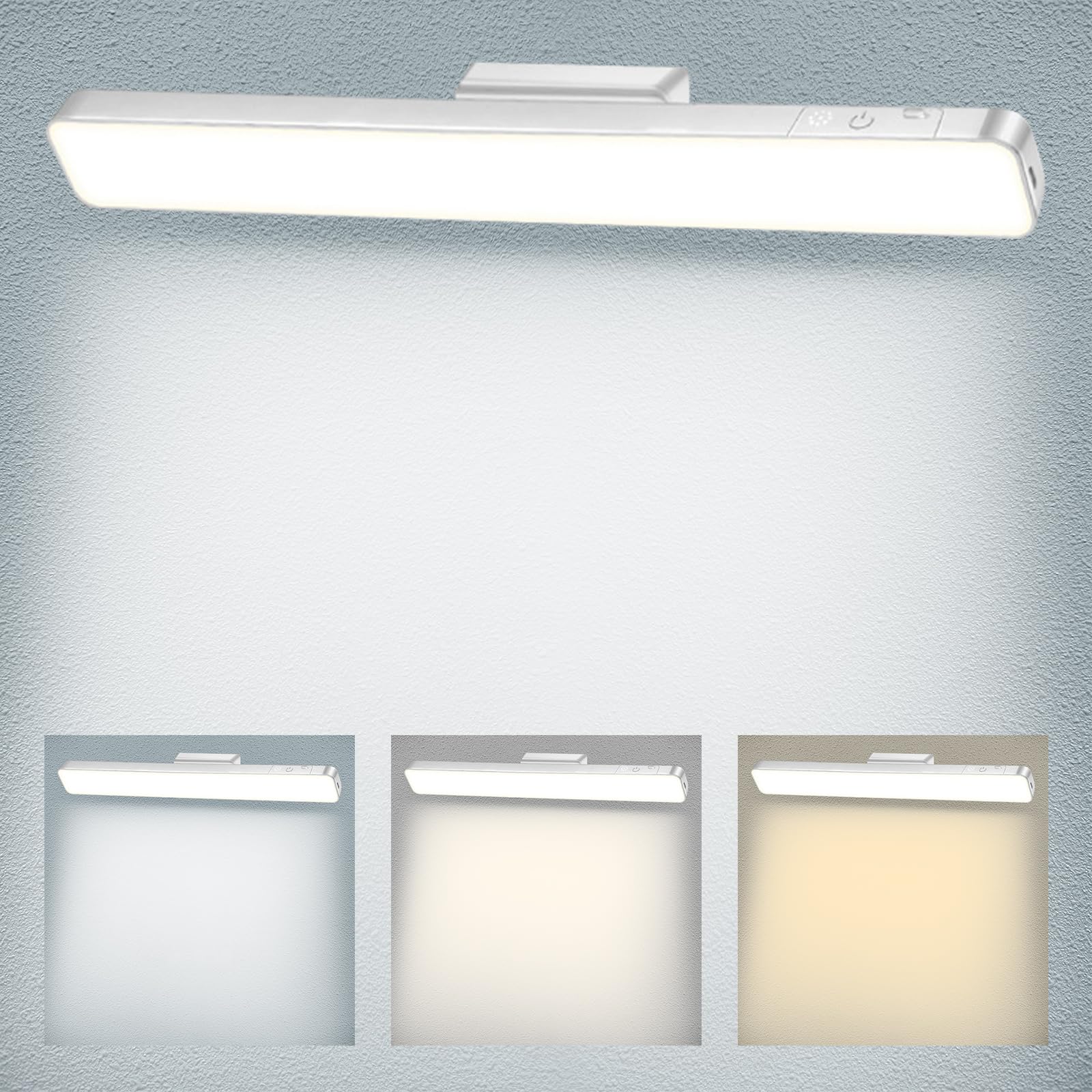 Yilnlg Under Cabinet Kitchen Lights, 6000K Dimmable Under Cabinet Wireless LED Lights, Rechargeable Battery Operated LED Lights for Shelf Stairs Wardrobe Closet