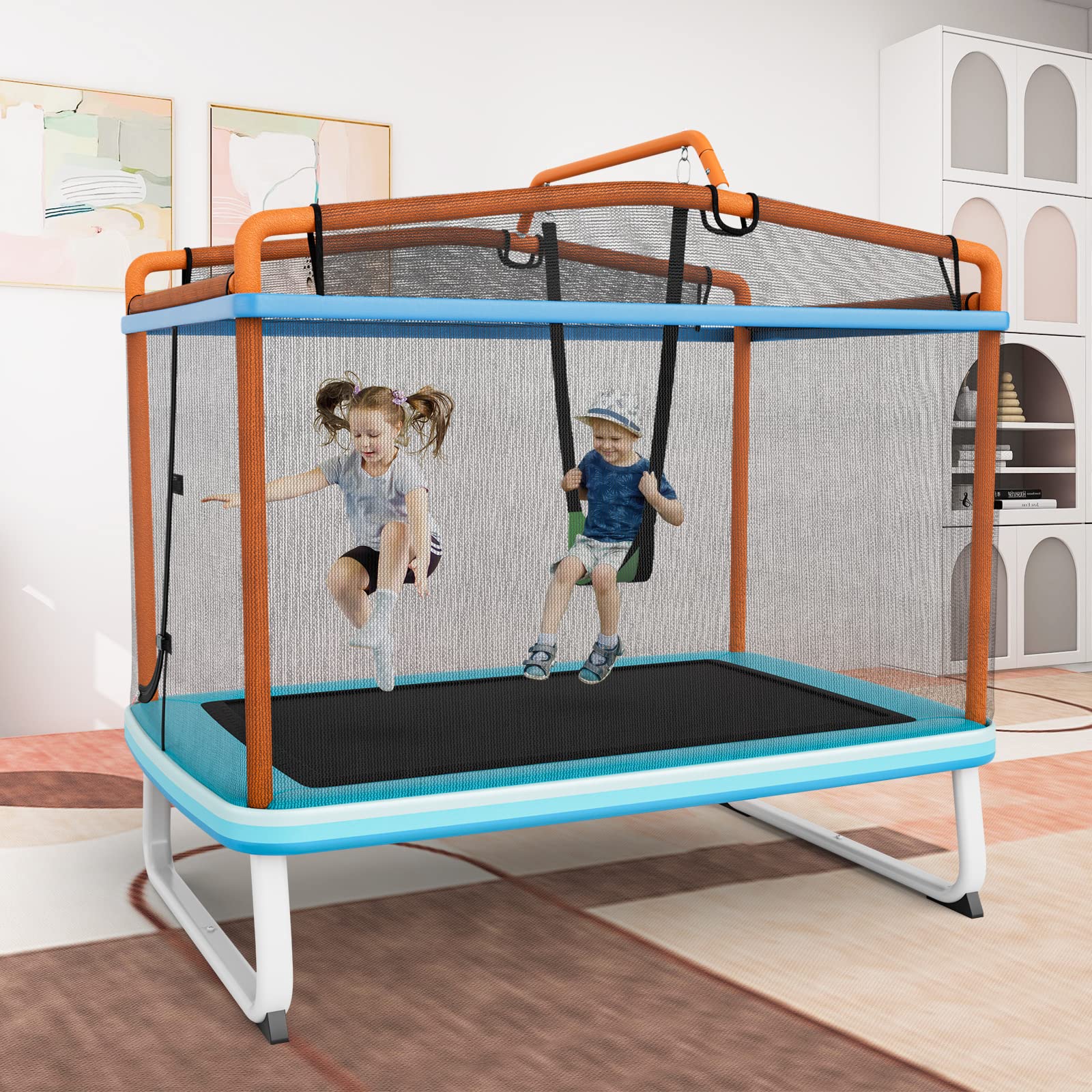 Indoor Outdoor Mini Trampoline Giantex 6ft Rectangle Trampoline With ...