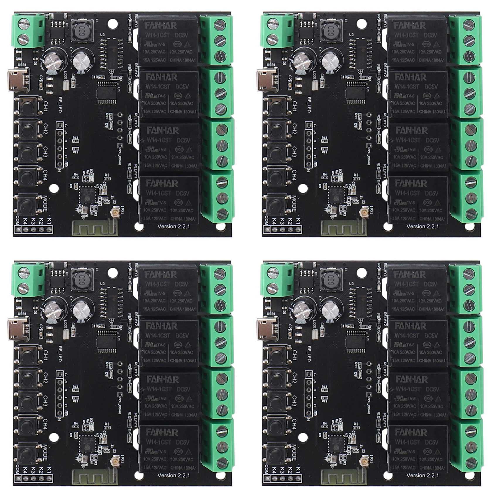 Jnchdghwa Black 4X 4Ch Tuya Switch Wifi Switch Module Wireless Relay Smart Life App Remote Control Smart Timer For Smart Home Switch