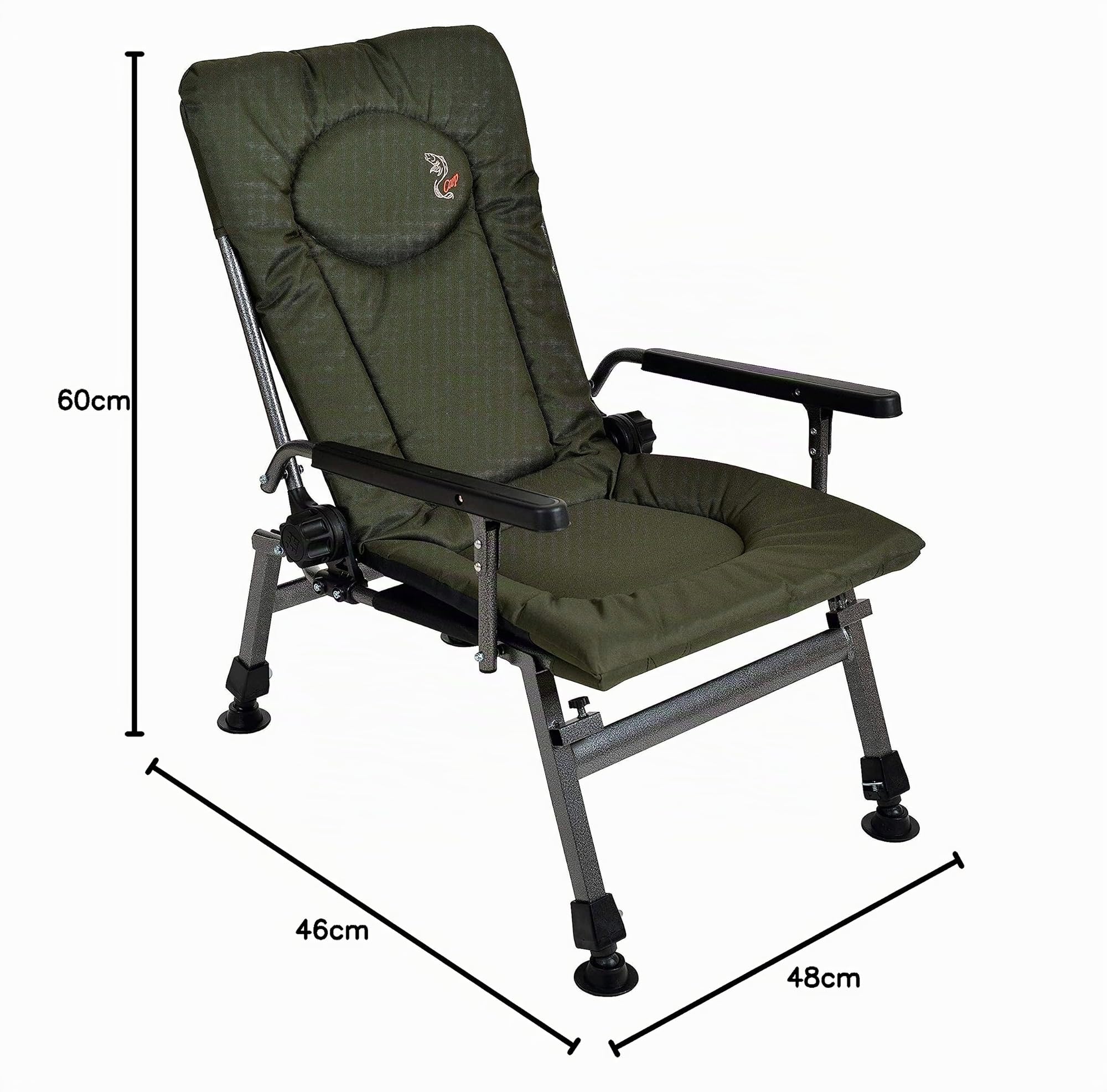 Chaise de pêche Carp F5R - Chaise de camping de luxe pour la pêche à la carpe - Table offrant une hauteur supplémentaires