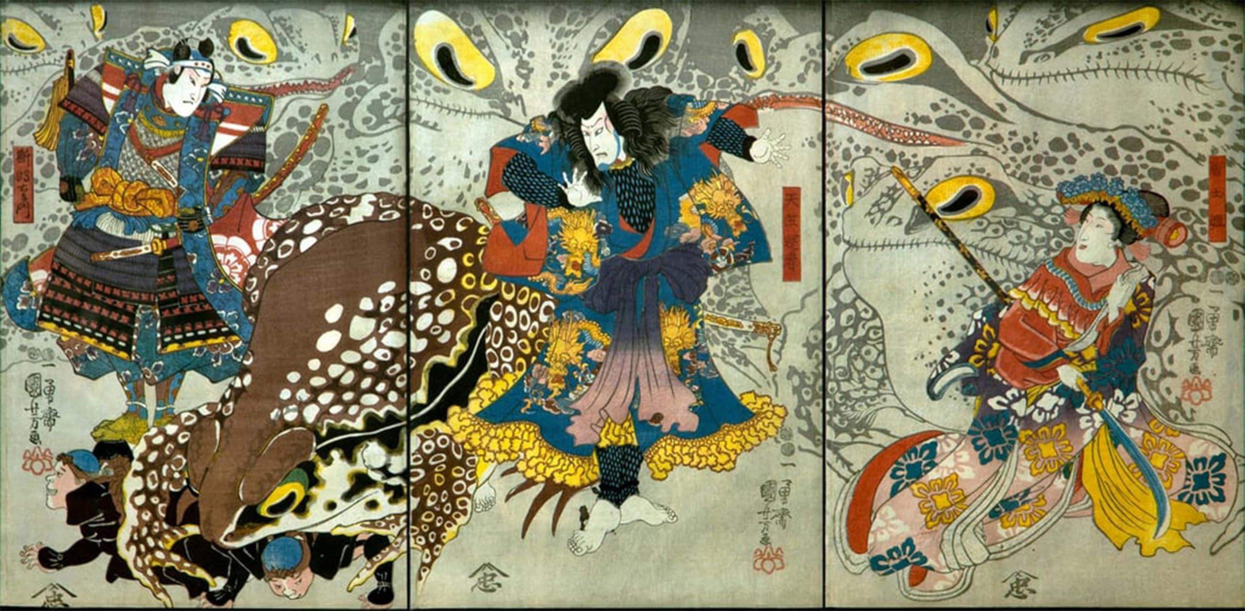 ARTXLXXBN Famous Painting Art Wall Decor Abstract Art Picture Bandō Shiuka As Princess Morokoshi by Utagawa Kuniyoshi Animal Pictures for Home Decor 60x90cm