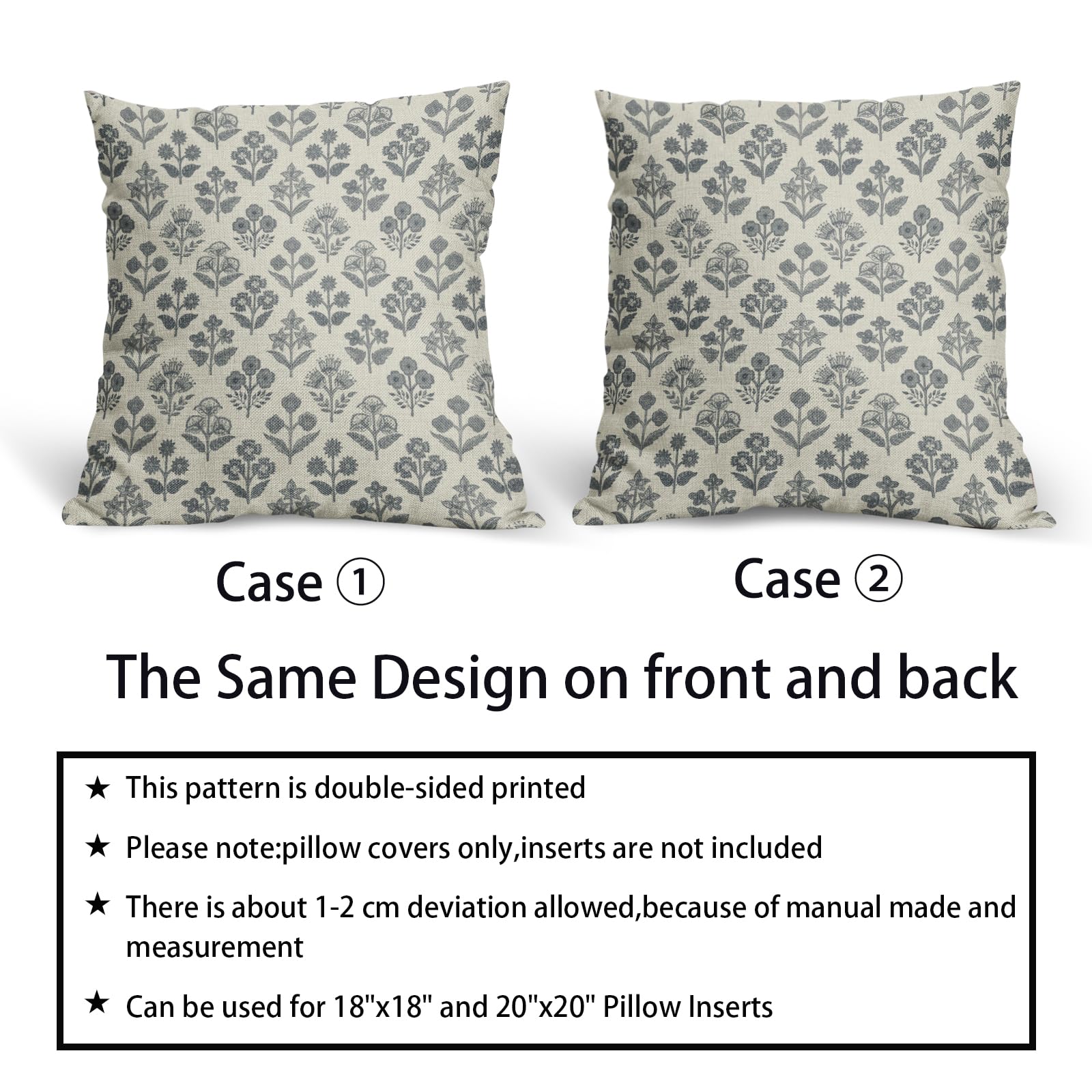Juego De 4 Fundas De Almohada De 18 X 18, Almohadas Decorativas Para Sofa Cama Cojines De Sofa Decorativos Para Sala De Estar Almohadas De Exterior Con Flores De Color Azul Marin