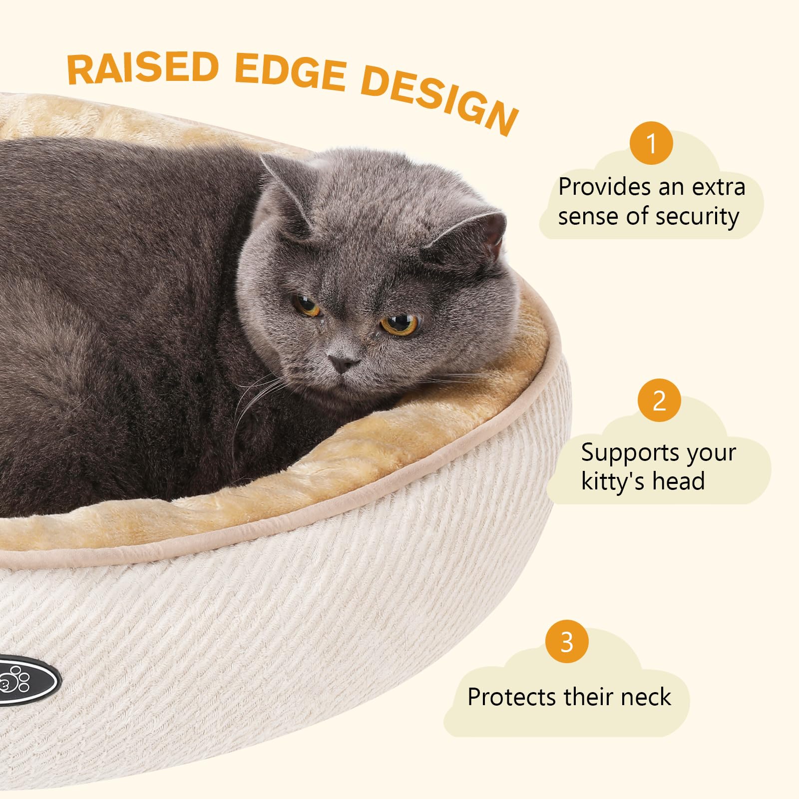 Pecute Cuccia per Gatti, Lettino per Animali Domestici a Ciambella,Lettino per Gatto, Lavabile in Lavatrice, Forma di Ciambella 45 cm, XS, Ideale per Gatti e Cani di Piccola Taglia