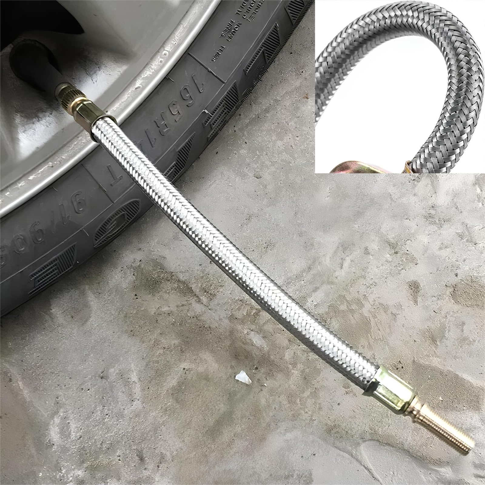4 Piezas Extensión de Válvula, Extensión de Válvula de Neumático, Prolongador de Válvula, Extensión de Válvula para Automóviles con 2 Abrazaderas para Camiones, Autobuses, Autocaravanas, Remolques