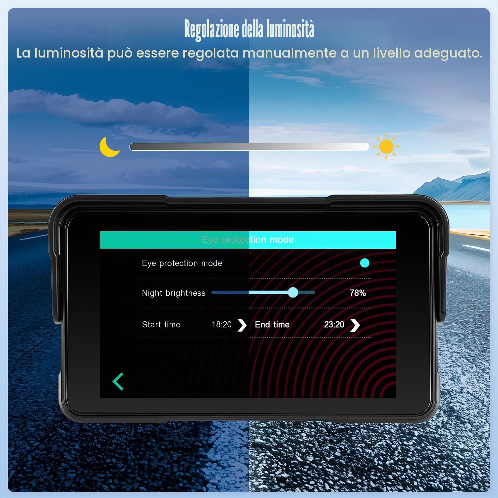 SIXTOP CarPlay Moto con CarPlay e Android Auto Wireless, Portatile GPS Navigatore Moto, 5 Pollici Schermo Touch con Impermeabile IP68, Bluetooth e Siri