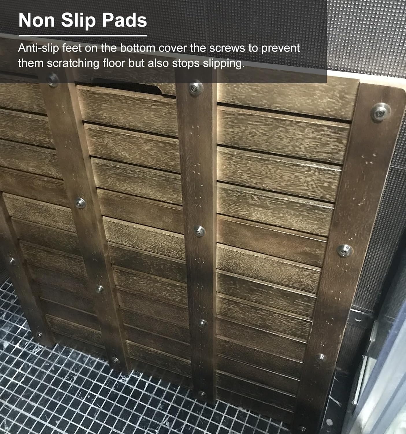 Alfombrilla de baño de Madera maciza Negra, peldaños de ducha para Interior y External, peldaños de baño Grandes antideslizantes, alfombrilla de desagüe de colocación Natural(40 x 50 cm)