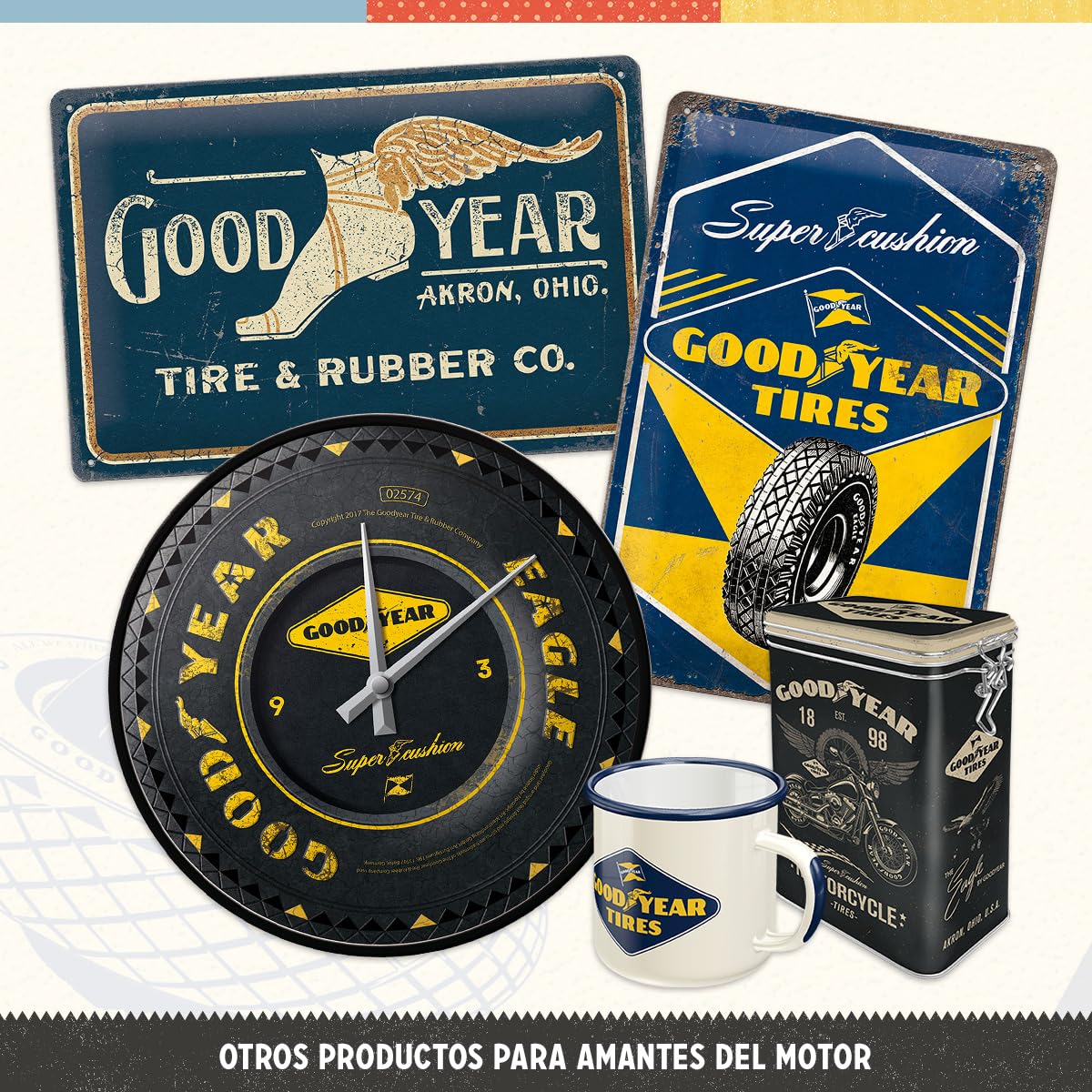 Nostalgic-Art Reloj de Pared Retro, Ø 31 cm, Goodyear – Wheel