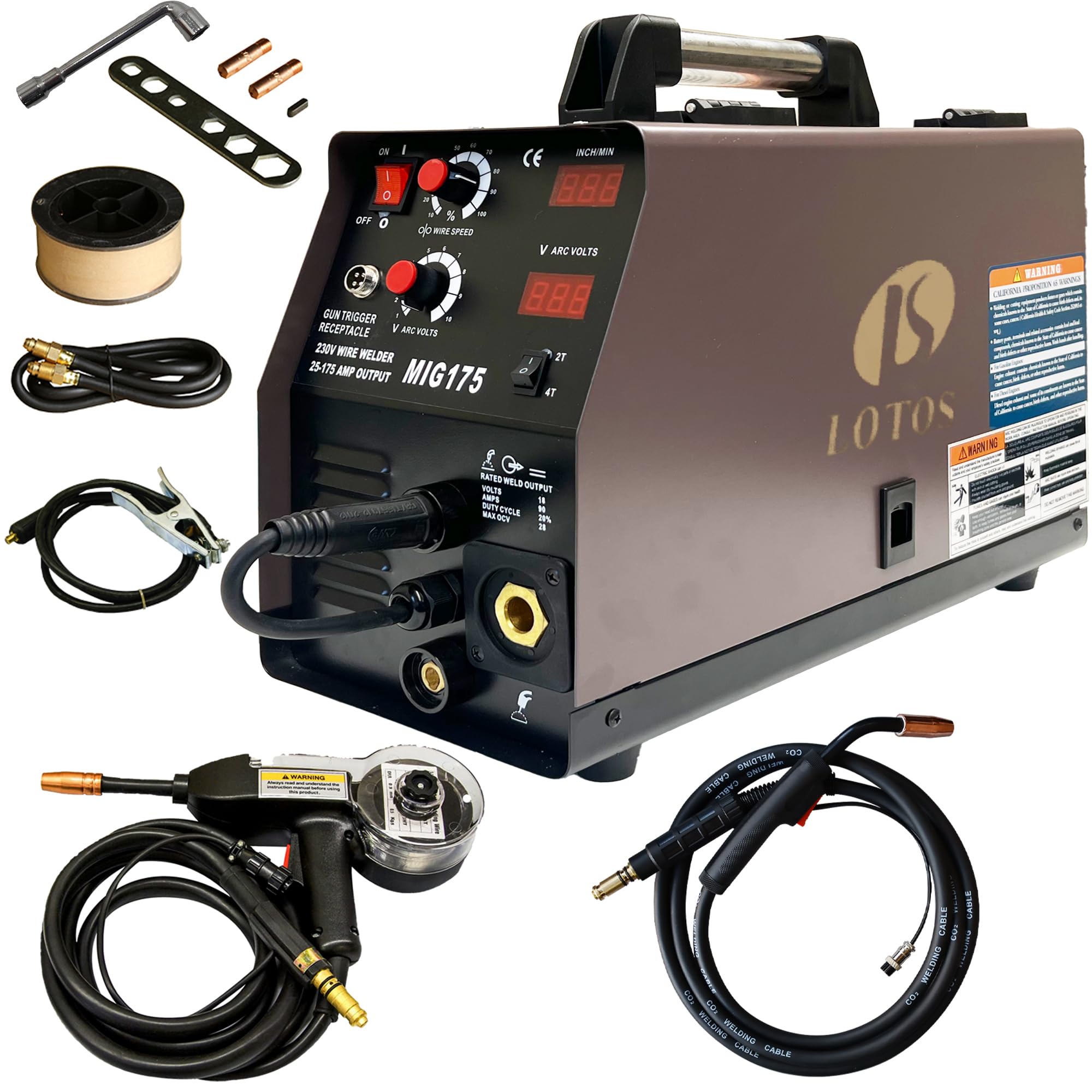 LOTOS MIG175 175A MIG Welder with Aluminum Spool Gun - Advanced Auto MIG Syne...