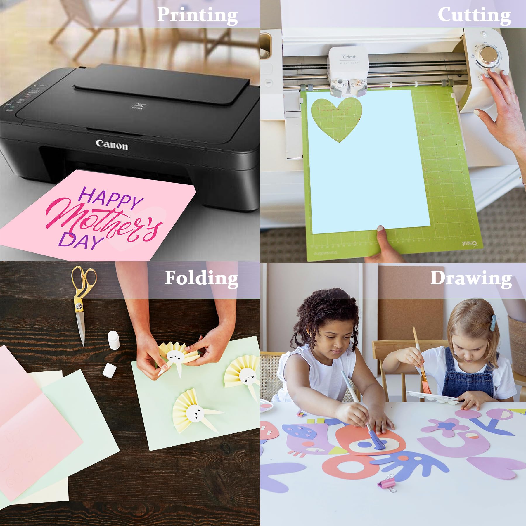 100 Feuilles Cartonnées Pastel A4 Winter Shore - 230g/m² Pour Art, Scrapbooking, Imprimable