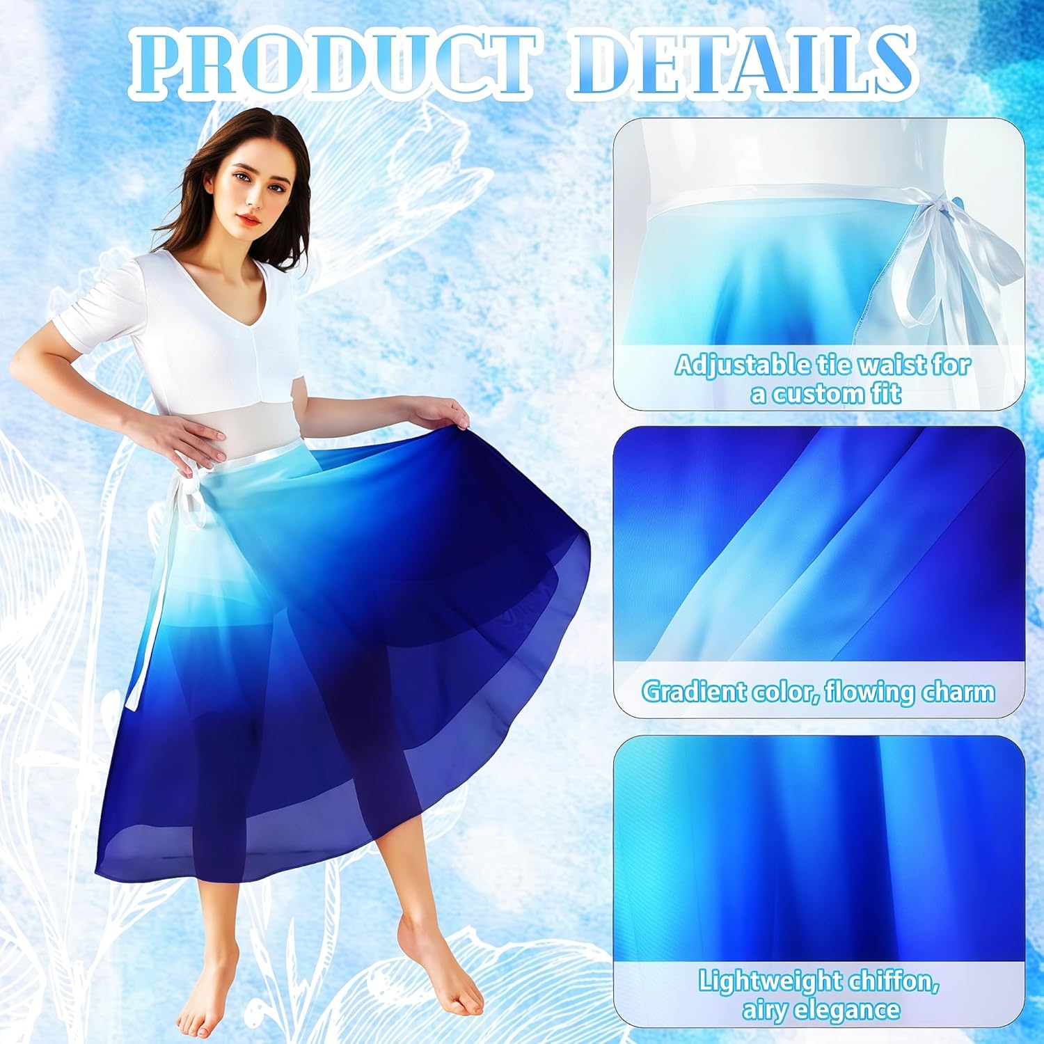 Ballet Skirts Women, Ballet Dance Skirt Girls, Flowy Long Wrap Skirt, Dance Skirts for Women and Girls - Image 4