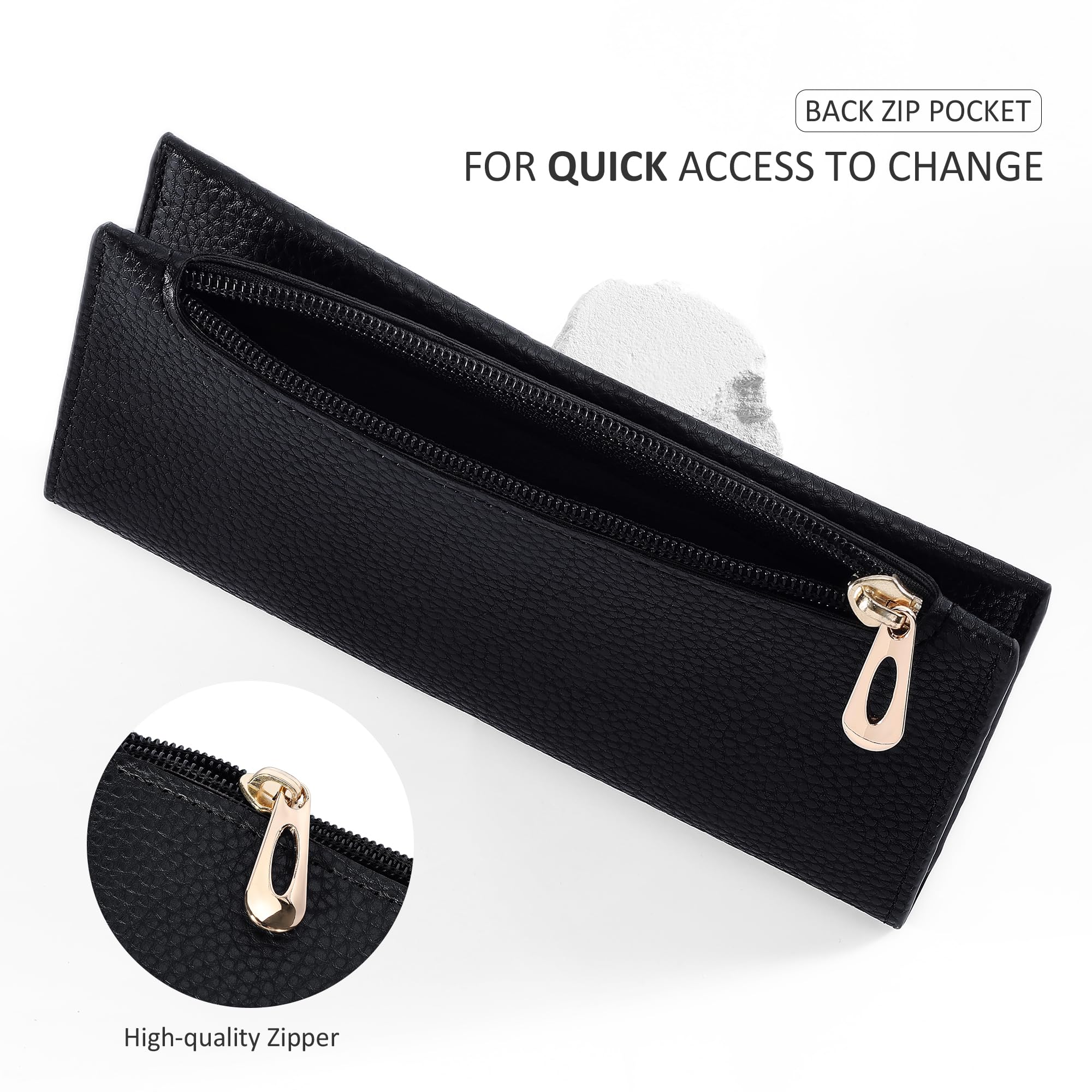 Ultra Slim Wallet for Women Bifold Leather RFID Blocking Credit Card Holder Ladies Womens Wallet with Zip Pocket