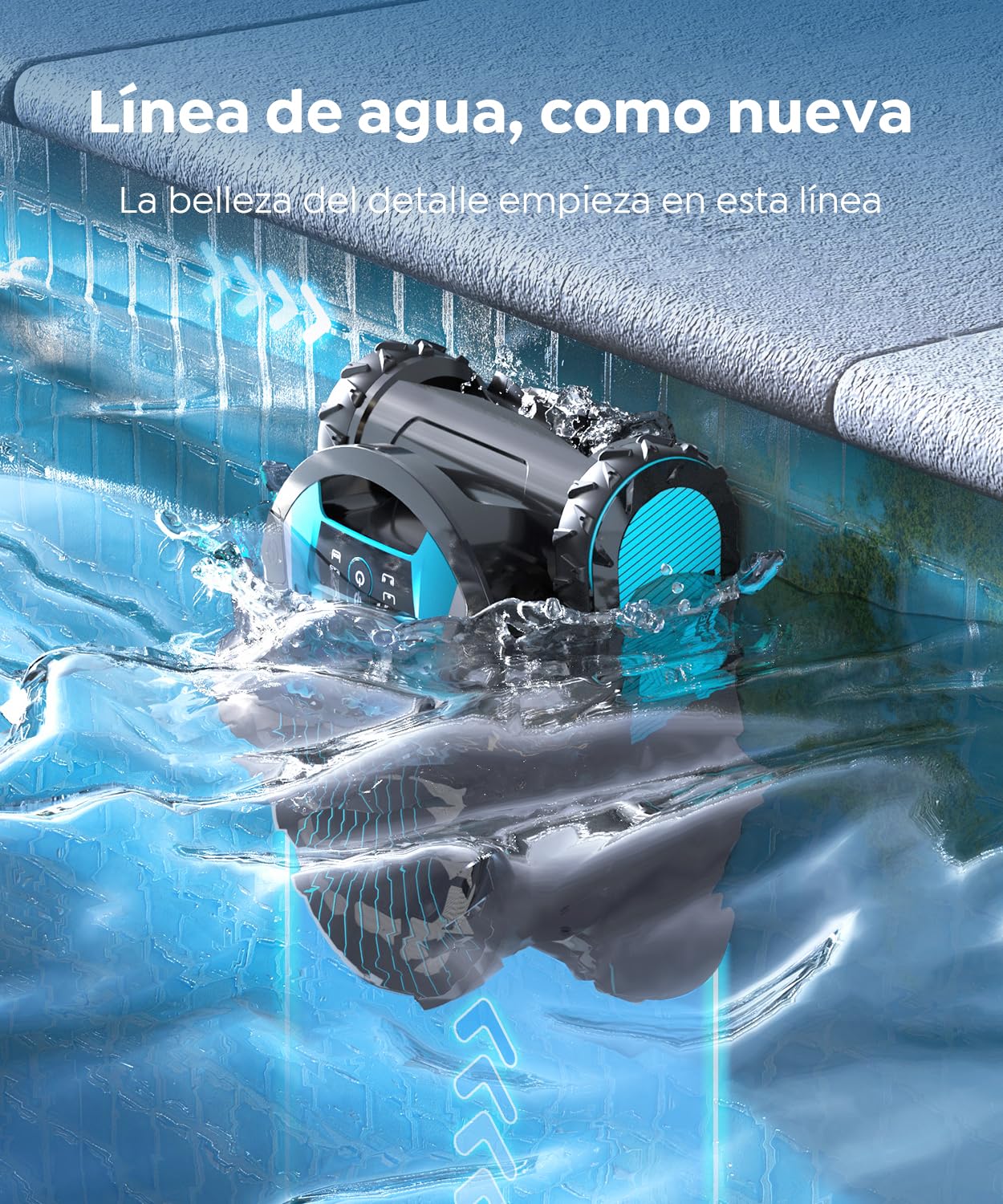 Pleco Pro Robot Limpiafondos Piscina, Autonomía 210 Min, Doble Filtro, 7 Modos, Control App, Limpiafondos Piscina Automático, 200 m²,Titanium