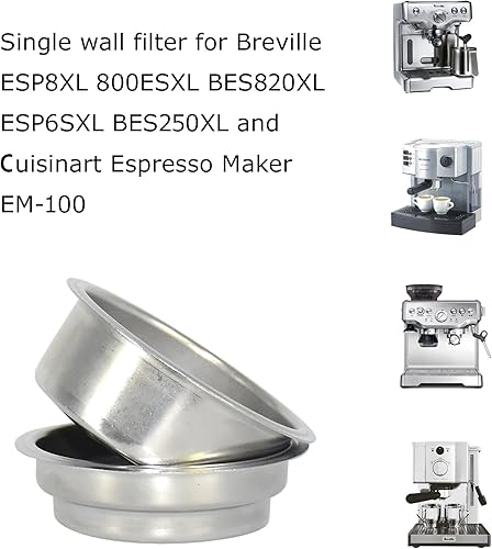 Miniatura 3 de Filtro de doble pared de 1.969 in, filtro de cesta de una taza y BES820XL/205 dos tazas para Br ESP8XL 800ESXL BES820XL ESP6SXL BES250XL y Cuisinart