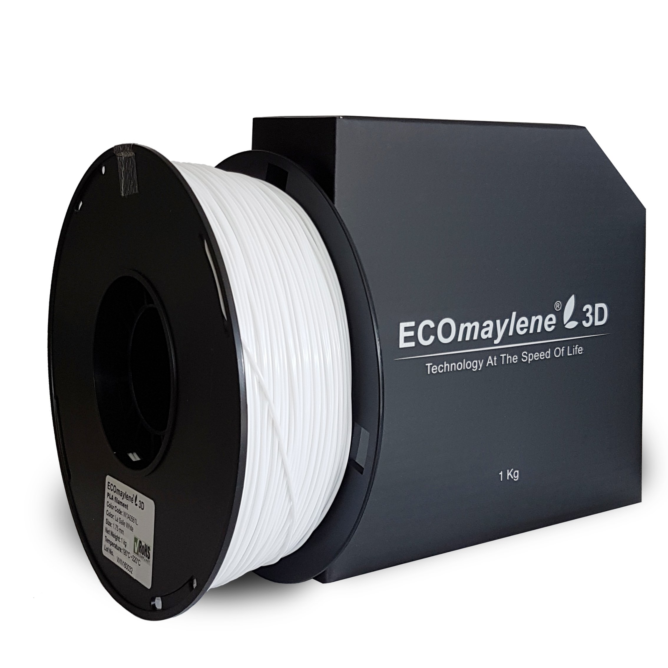 ECOmaylene3D PLA Printer Filament 1Kg Spool La Salle White 1.75mm Dimensional Accuracy +/- 0.05 mm | Consistent 3D Printing, Great Density & Layer Bonding, No Warping, No Cracking, Odorless & Easy Use