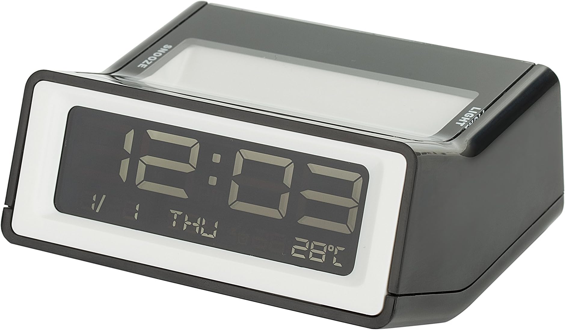 VARANDA Digital Alarm Clock Time/Alarm/Date/Temperature LCD Mini Alarm Clock with Night Light (Black)