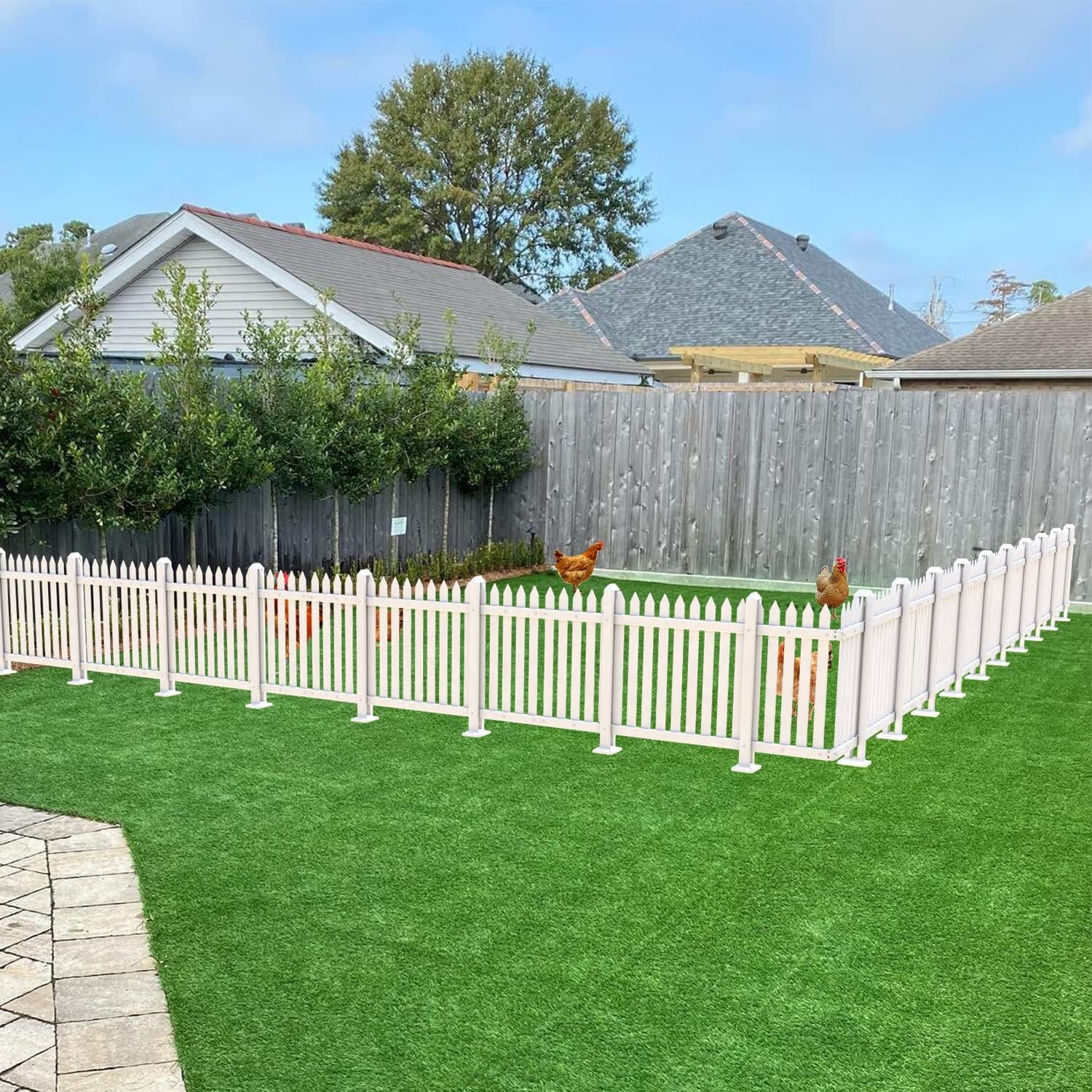 TANG 36" H x 92" W Vinyl Picket Fence Panel White PVC Outdoor