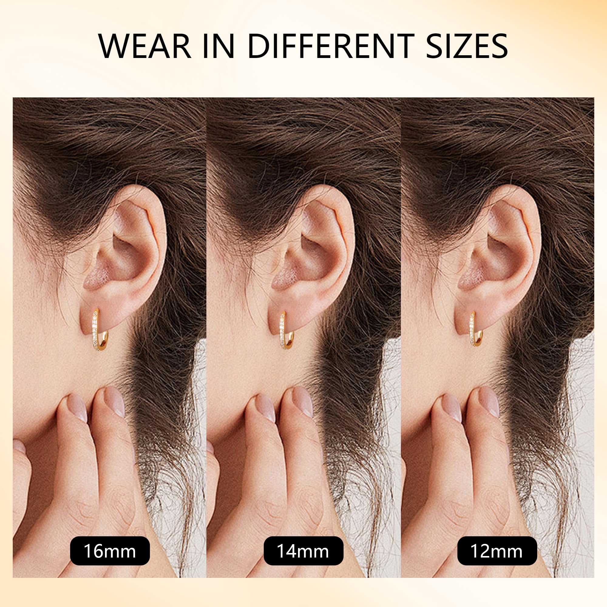 ALEXCRAFT 3Paar Creolen Gold Ohrringe Set, Damen 14 Karat vergoldet Schmuck Ohrringe Huggies Creolen Kleine Hypoallergen Ohrringe Silber 925 Schlafen Knorpel Kreolen Creolen Gold Kleine Damen Herren