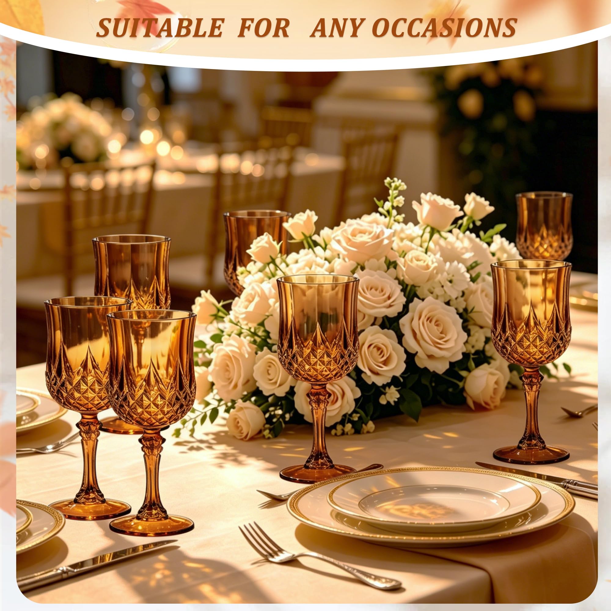 24 Amber Wine Glasses - Champagne Flutes for Weddings & Parties -5 24 Amber Wine Glasses - Champagne Flutes for Weddings & Parties -5