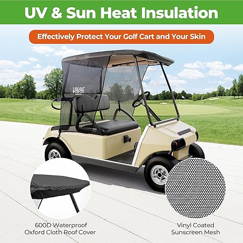 Miniatura 5 de 10L0L Cubierta de parasol para carrito de golf para Club Car DS, cubierta superior de malla de poliéster con bloqueo de calor UV, duradera y fácil